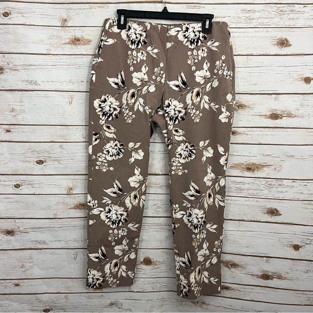 J Jill Mauve Purple Floral Premium Stretch Pull On Straight Pants